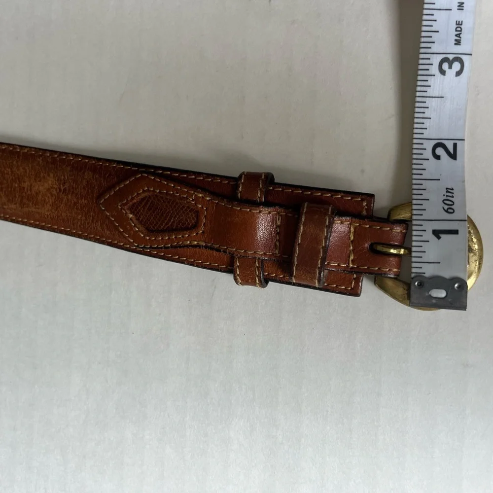 Classic Men’s Brown Leather Solid Brass Buckle Ranger Belt Style